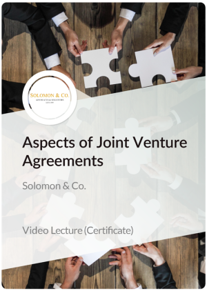 Certificate in Aspects of Joint Venture Agreements
